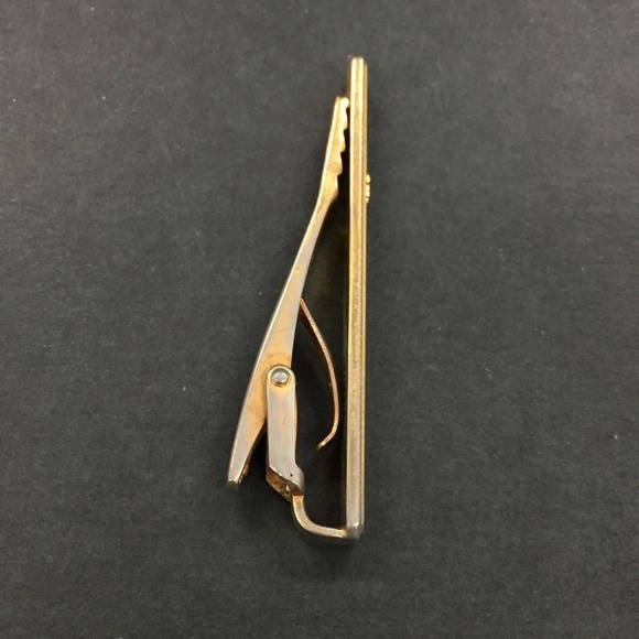 CELINE Sterling Silver 925 Tie Bar Tie Pin Logo clip Formal vintage authentic - Picture 11 of 14